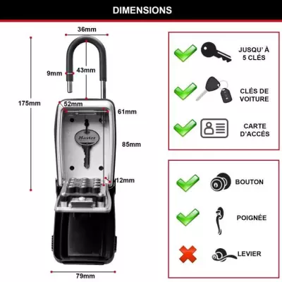 Armoire de sécurité Masterlock Boîte à clés 5420EURD Compact - COFFRE FORT