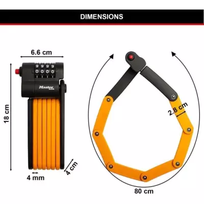 Antivol Vélo à Code MASTER LOCK 8336EURDPRO - Acier Trempé, Combinaison Programmable, Support Inclus
