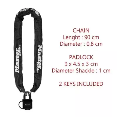 Chaîne antivol MASTER LOCK 8390EURDPRO - Sécurité renforcée - Noir