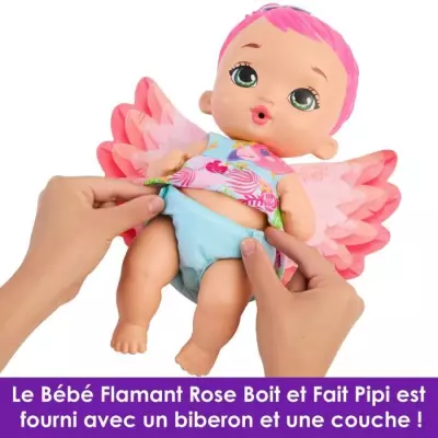 Poupon flamant rose interactif 30 cm - Fait pipi!