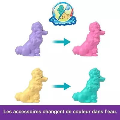 Coffret Toilettage Caniche Polly Pocket - 2 figurines et 12 accessoires