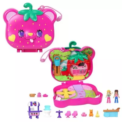 Polly Pocket Ourson Fraise - Coffret et figurines miniatures voyagent (HRD35)