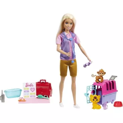 Coffret Barbie Sauvetage d'Animaux - Poupée blonde et accessoires