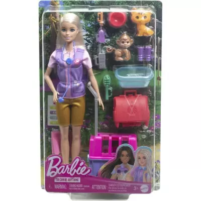 Coffret Barbie Sauvetage d'Animaux - Poupée blonde et accessoires