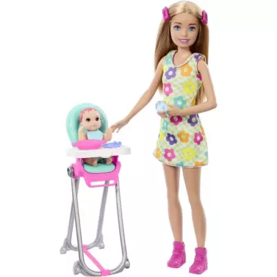 Barbie Skipper Coffret Babysitters Inc, 1 poupée, 1 bébé, accessoires - POUPEE