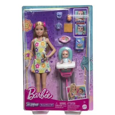 Barbie Skipper Coffret Babysitters Inc, 1 poupée, 1 bébé, accessoires - POUPEE