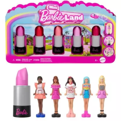 Coffret BarbieLand Mini: 6 rouges à lèvres avec mini poupées Coffret BarbieLand Mini: 6 rouges à lèvres avec mini poupées