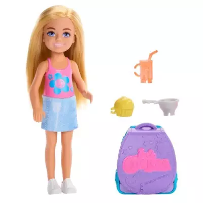 Poupée Chelsea et accessoires avec sac à dos - 3 ans + Poupée Chelsea et accessoires avec sac à dos - 3 ans +