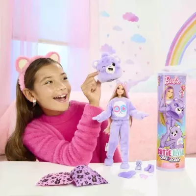 Découvre la Poupée Barbie Cutie Reveal Bisounours Tougentille Mauve Découvre la Poupée Barbie Cutie Reveal Bisounours Tougentille Mauve