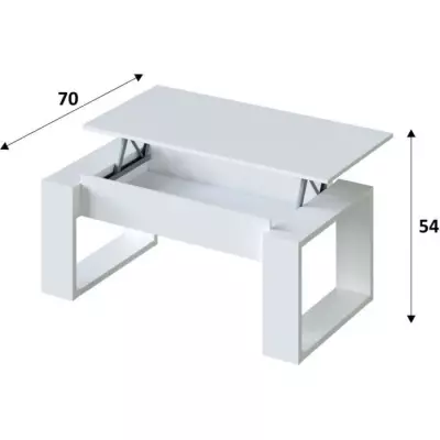 Table basse relevable blanche - Certification PEFC™ - 100% bois responsable