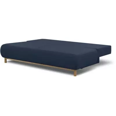 Banquette convertible 3 places MIKA - Tissu bleu foncé - Coffre de rangement