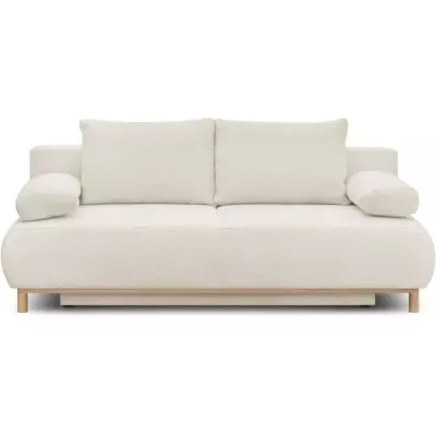 Banquette convertible 3 places MIKA beige - Coffre de rangement - Responsable Oeko-Tex
