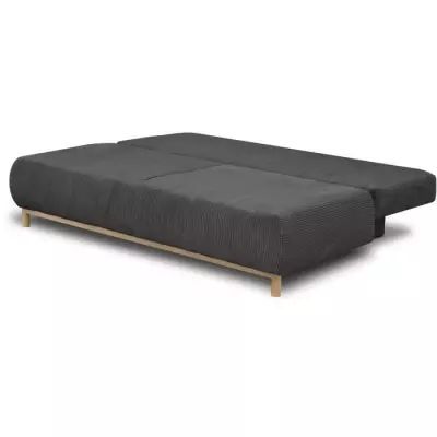 Banquette convertible 3 places MIKA gris foncé - Velours côtelé - Coffre de rangement
