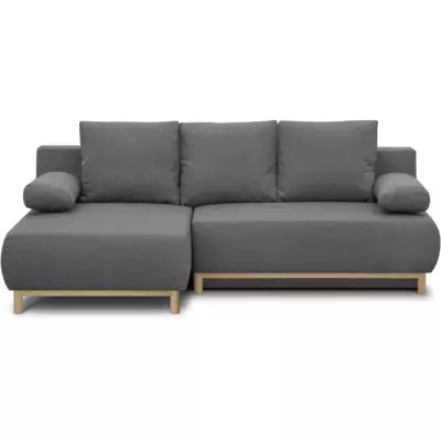 Canapé d'angle convertible MIKA 3 places gris clair - Éco-responsable & Certifié Oeko-Tex