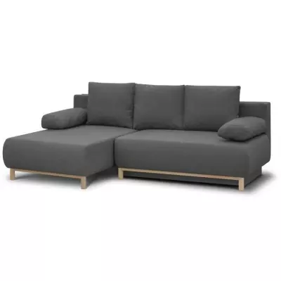 Canapé d'angle convertible MIKA 3 places gris clair - Éco-responsable & Certifié Oeko-Tex