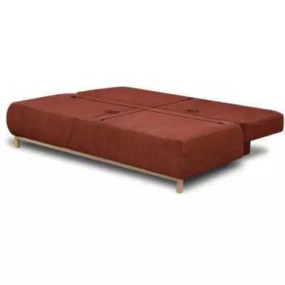 Banquette convertible 3 places MIKA - Velours Terracotta - Coffre de rangement et responsable
