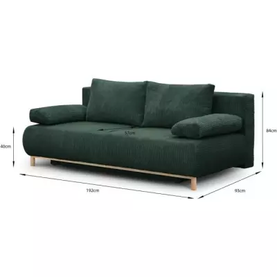 Banquette convertible 3 places MIKA - Velours côtelé Vert forêt
