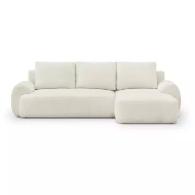 Canapé d'angle convertible MILO 4/5 places - Beige clair - Eco-friendly