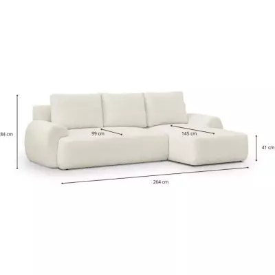Canapé d'angle convertible MILO 4/5 places - Beige clair - Eco-friendly
