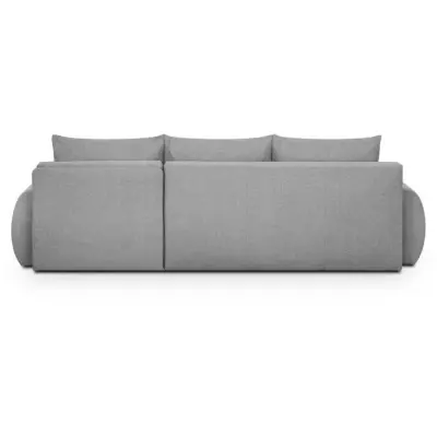Canapé d'angle droit convertible MILO 4/5 places en tissu gris - Éco-responsable - Certifié Oeko-Tex
