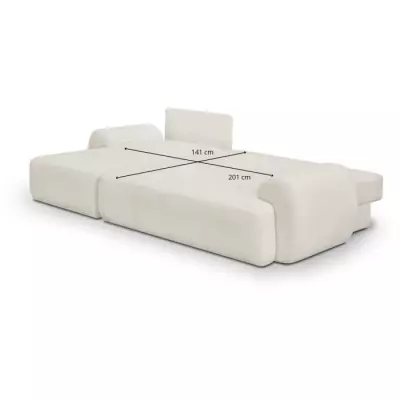 Canapé d'angle convertible 4/5 places MILO - Tissu bouclette beige clair