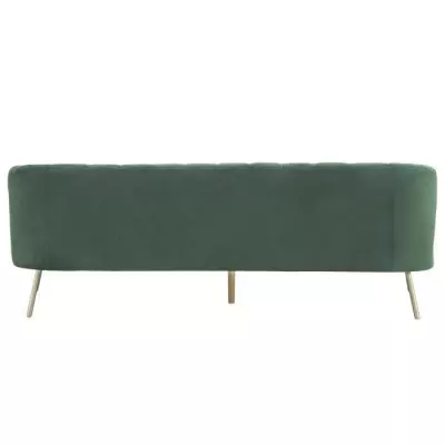 Canapé 3 places en velours vert - MATHIS - Structure bois massif