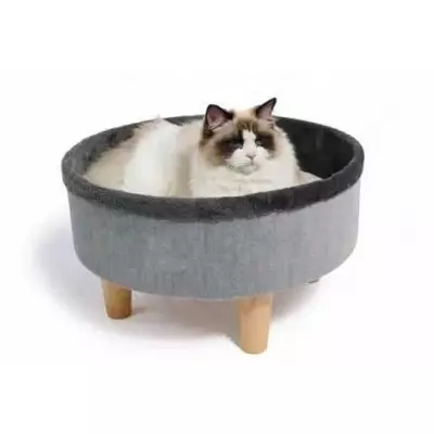 Lit rond surélevé M PETS ROUND Gris - Confort douillet