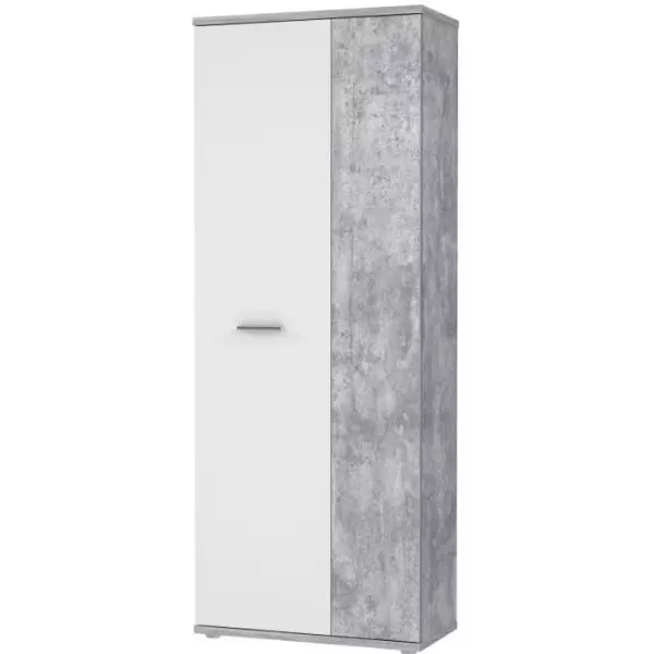 Armoire a chaussures MISCA - Style contemporain effet béton et blanc mat - L 69 cm