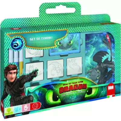 Coffret de tampons MULTIPRINT Dragon - 7 tampons bois et feutres - JEU DE TAMPON