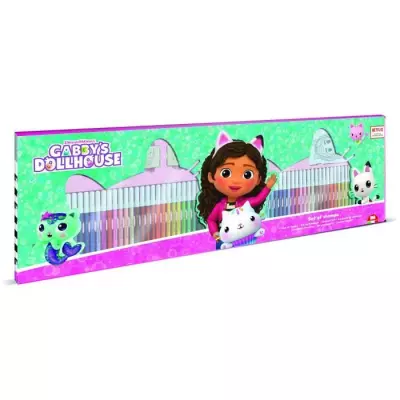 Coffret coloriage MULTIPRINT 18117 - 60 feutres 4 tampons Gabby et la Maison magique