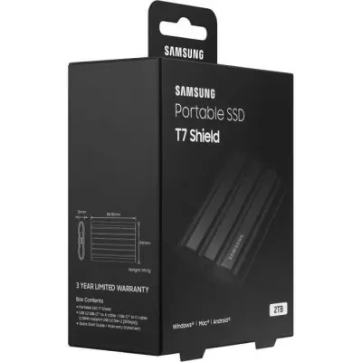 SSD Externe SAMSUNG T7 Shield Noir 2 To - Stockage Rapide et Sécurisé