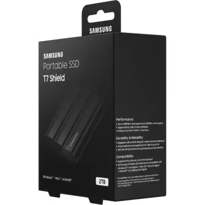 SSD Externe SAMSUNG T7 Shield Noir 2 To - Stockage Rapide et Sécurisé