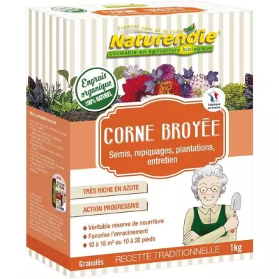 Engrais Corne Broyée NATURENDIE - Granulés 1kg - Pour 10 à 15m²