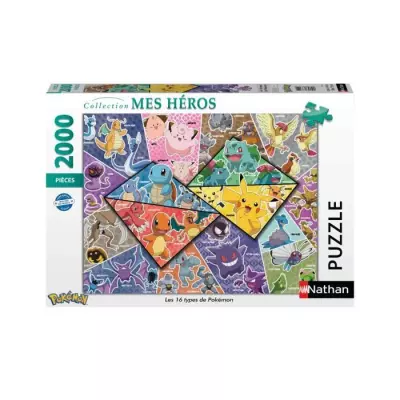 Puzzle Nathan Pokémon 2000 pièces - Les 16 types de Pokémon