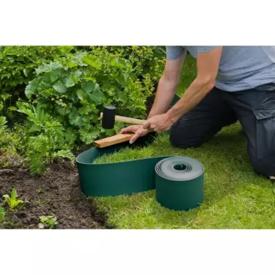 Bordure de jardin en polypropylène NATURE - Ep. 3 mm - H 15 cm x 10 m - Vert
