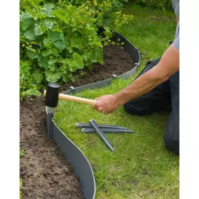 Bordure de jardin en polypropylène - NATURE - Gris - H 26,7 x 1,9 x 1,8 cm