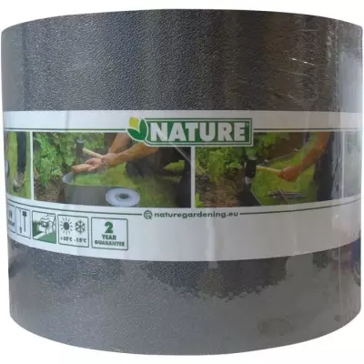 Bordure de jardin NATURE Gris 3mm PE recyclé 15x10m - 10 Ancres - H26,7 x 1,9 x 1,8 cm