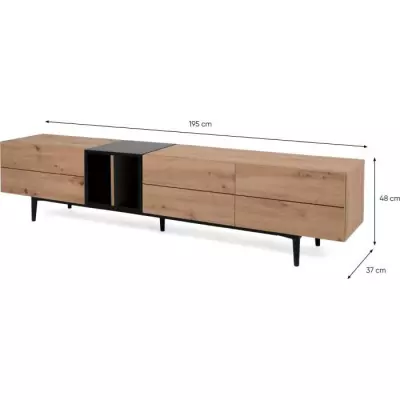 Meuble TV 3 abattants Chêne et Noir - Design NOLA
