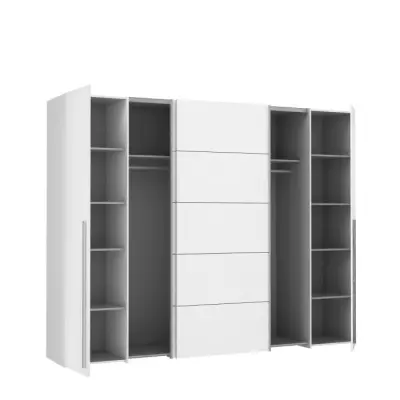 Armoire blanche mat - 2 portes battantes + 2 portes coulissantes