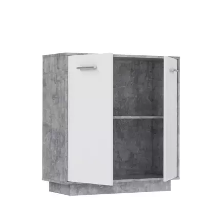 Buffet compact PILVI - Blanc et béton clair - FSC® 100% - L 82,9 x P 34,2 x H 88,1 cm