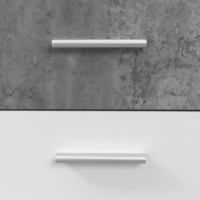 Buffet bas PILVI - Blanc et béton clair - 4 portes et 2 tiroirs