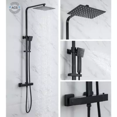 Colonne de douche OCEANIC - Mitigeur thermostatique - Noir mat