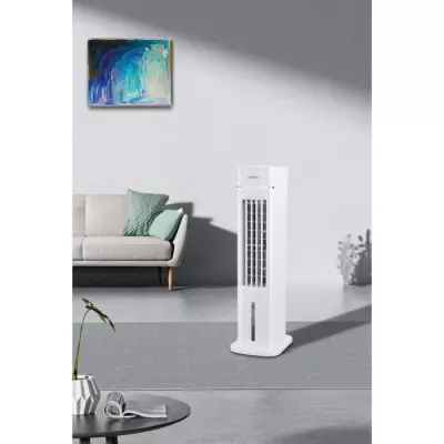 Rafraîchisseur d'air élégant et performant - Ventilateur colonne 76.5 cm - Blanc