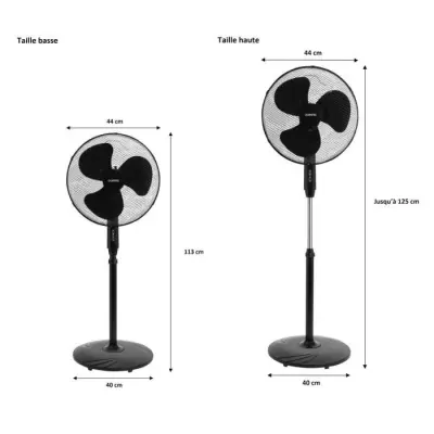 Ventilateur de pied OCEANIC - Puissant et polyvalent - Noir