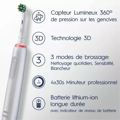 Brosse à dents électrique ORAL-B Pro 3 - 3 brossettes incluses