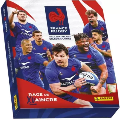Coffret Collector Rugby Equipe de France-Rage de Vaincre 1 Album + 18 Pochettes + 3 Cartes - PANINI