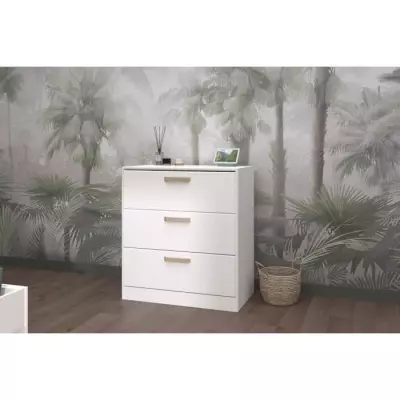 Commode DREAM 3 tiroirs - Fabriqué en France - Blanc - L79.7 x H87.8 x P43.8 cm