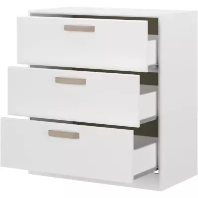 Commode DREAM 3 tiroirs - Fabriqué en France - Blanc - L79.7 x H87.8 x P43.8 cm