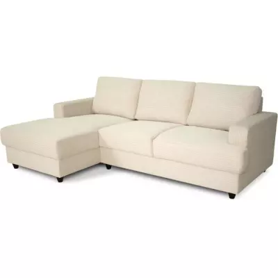 Canapé d'angle gauche 4 places - PAUL en cord - Tissu Beige