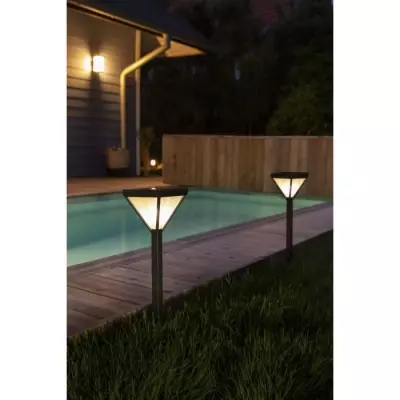 Balise solaire inox verre perlé 25 lumens blanc chaud - GALIX
